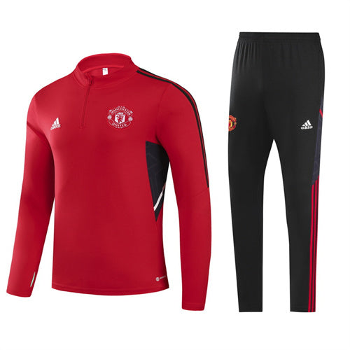 Manchester United Long Sleeve Zipped Tracksuit Red/Black 2022-23 – mashedit