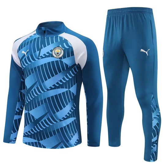 Manchester City Long Sleeve Zipped Tracksuit Teal 2023-24