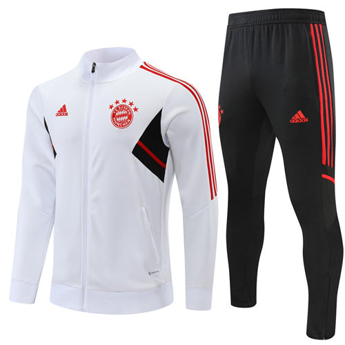 Bayern Munich Long Sleeve Zipped Tracksuit White/Black 2022-23