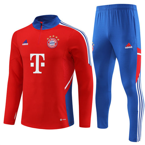 Bayern Munich Long Sleeve Zipped Tracksuit Red/Blue 2022-23