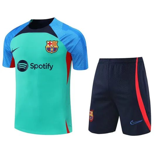 Barcelona Short Sleeve Set Cyan/Navy 2023-24