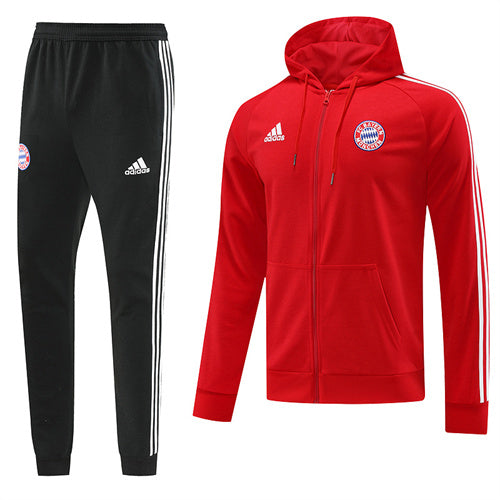 Bayern Munich Long Sleeve Zipped Jacket Tracksuit Red/Black 2022-23