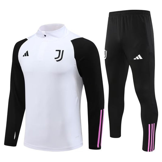 Juventus Long Sleeve Zipped Tracksuit White/Black 2023-24