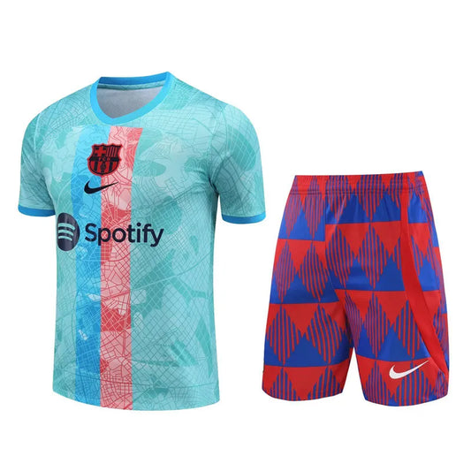 Barcelona Short Sleeve Set Blue/Red 2023-24