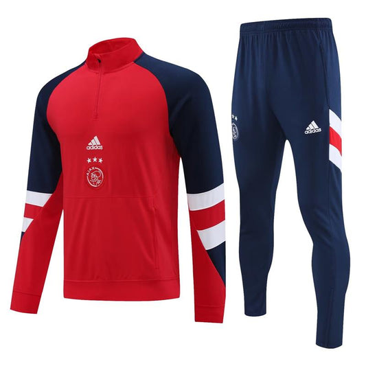 Ajax Long Sleeve Zipped Tracksuit Red/Navy 2023-24