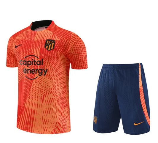 Atletico Madrid Short Sleeve Set Orange/Navy 2023-24
