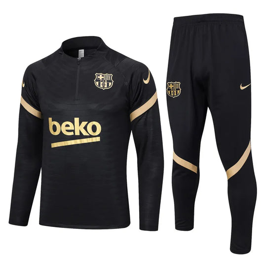 Barcelona Long Sleeve Tracksuit Black/Gold 2023-24
