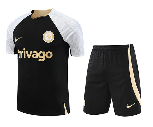 Chelsea Short Sleeve Set Black/White/Gold 2023-24