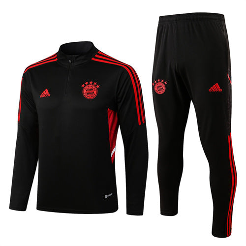 Bayern Munich Long Sleeve Zipped Tracksuit Black/Red 2022-23