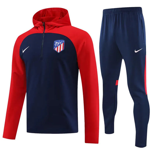 Atletico Madrid Long Sleeve Hooded Tracksuit Navy/Red 2023-24