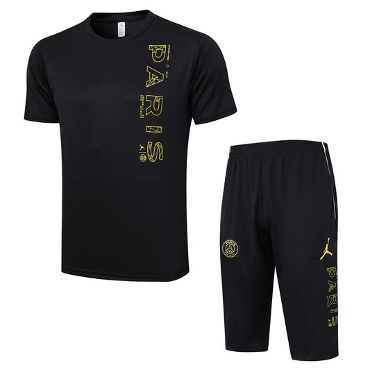PSG Paris Saint German Short Sleeve Set Black/Yellow 2023-24