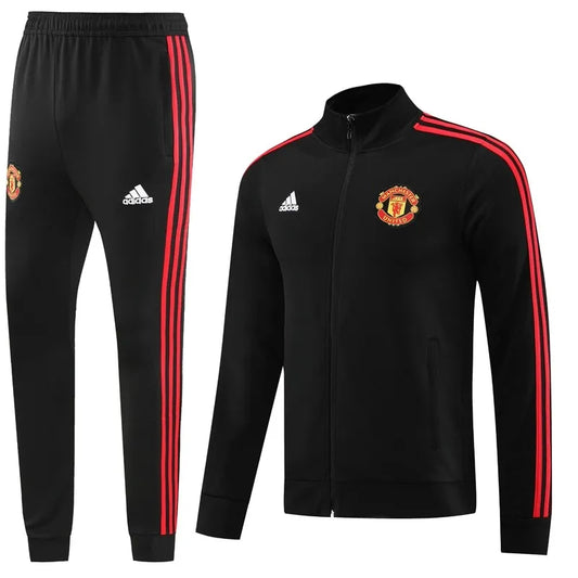 Manchester United Long Sleeve Zipped Tracksuit Black/Red 2023-24