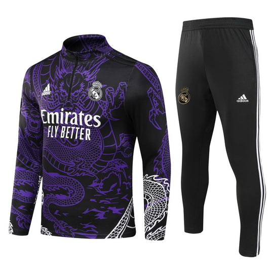 Real Madrid Long Sleeve Zipped Tracksuit Purple/Black 2023-24