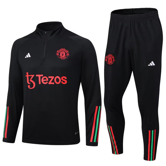Manchester United Long Sleeve Tracksuit Black/Red 2023-24