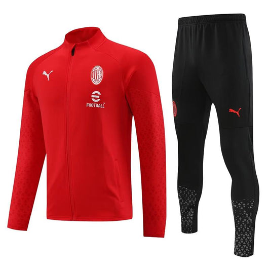 AC Milan Long Sleeve Zipped Tracksuit Red/Black 2023-24