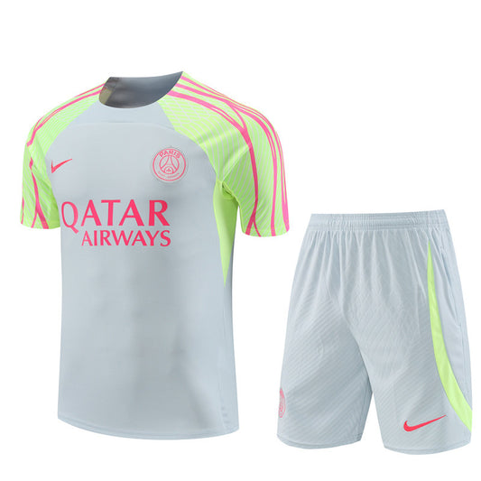 PSG Paris Saint German Short Sleeve Training Set White/Pink/Neon 2023-24