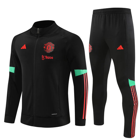 Manchester United Long Sleeve Tracksuit Black/Cyan 2023-24