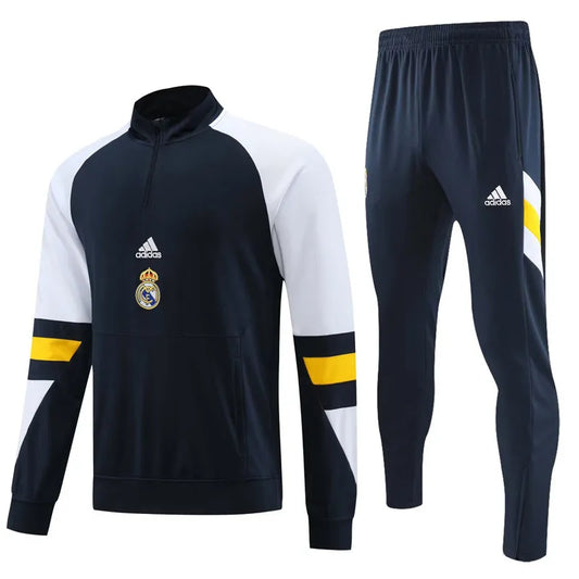 Real Madrid Long Sleeve Zipped Tracksuit Blue/White/Yellow 2023-24