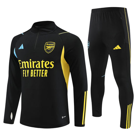 Arsenal Long Sleeve Tracksuit Black/Yellow 2023-24