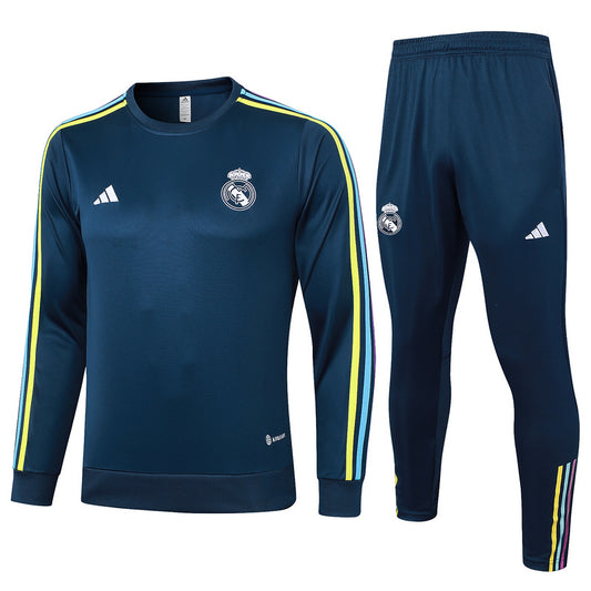 Real Madrid Long Sleeve Zipped Tracksuit Navy 2023-24