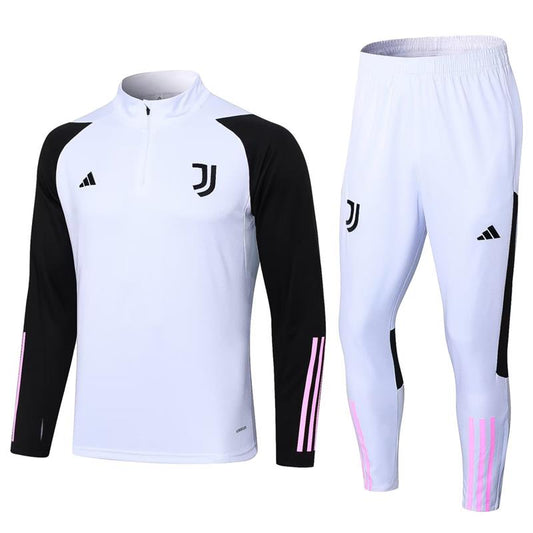 Juventus Long Sleeve Zipped Tracksuit White/Black/Pink 2023-24