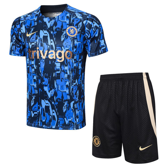 Chelsea Short Sleeve Set Blue/Black/Gold 2023-24