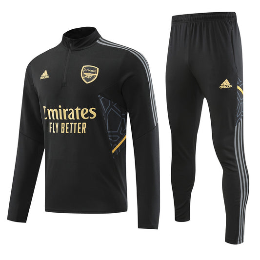 Arsenal Long Sleeve Tracksuit Black/Gold 2022-23