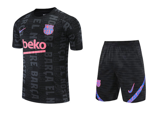 Barcelona Short Sleeve Set Black/Pink 2022-23