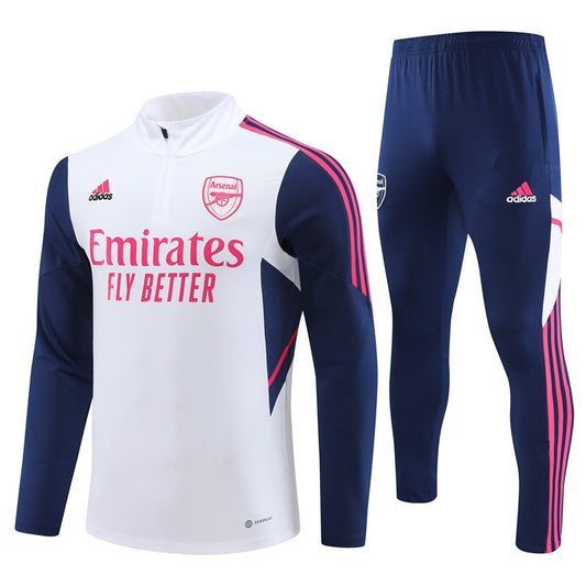 Arsenal Long Sleeve Tracksuit White/Navy/Pink 2022-23